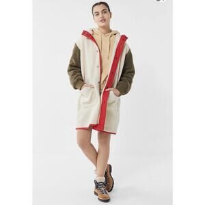 Urban Outfitters Carson Sherpa Fleece Hooded Longline Coat SIZE M #1093